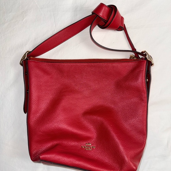 Coach Handbags - Coach Red Pebbled Leather Edie 31 Shoulder Bag